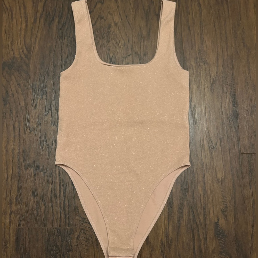 A New Day Light Pink Sparkle Square Neck Tank Top Bodysuit Size X Small